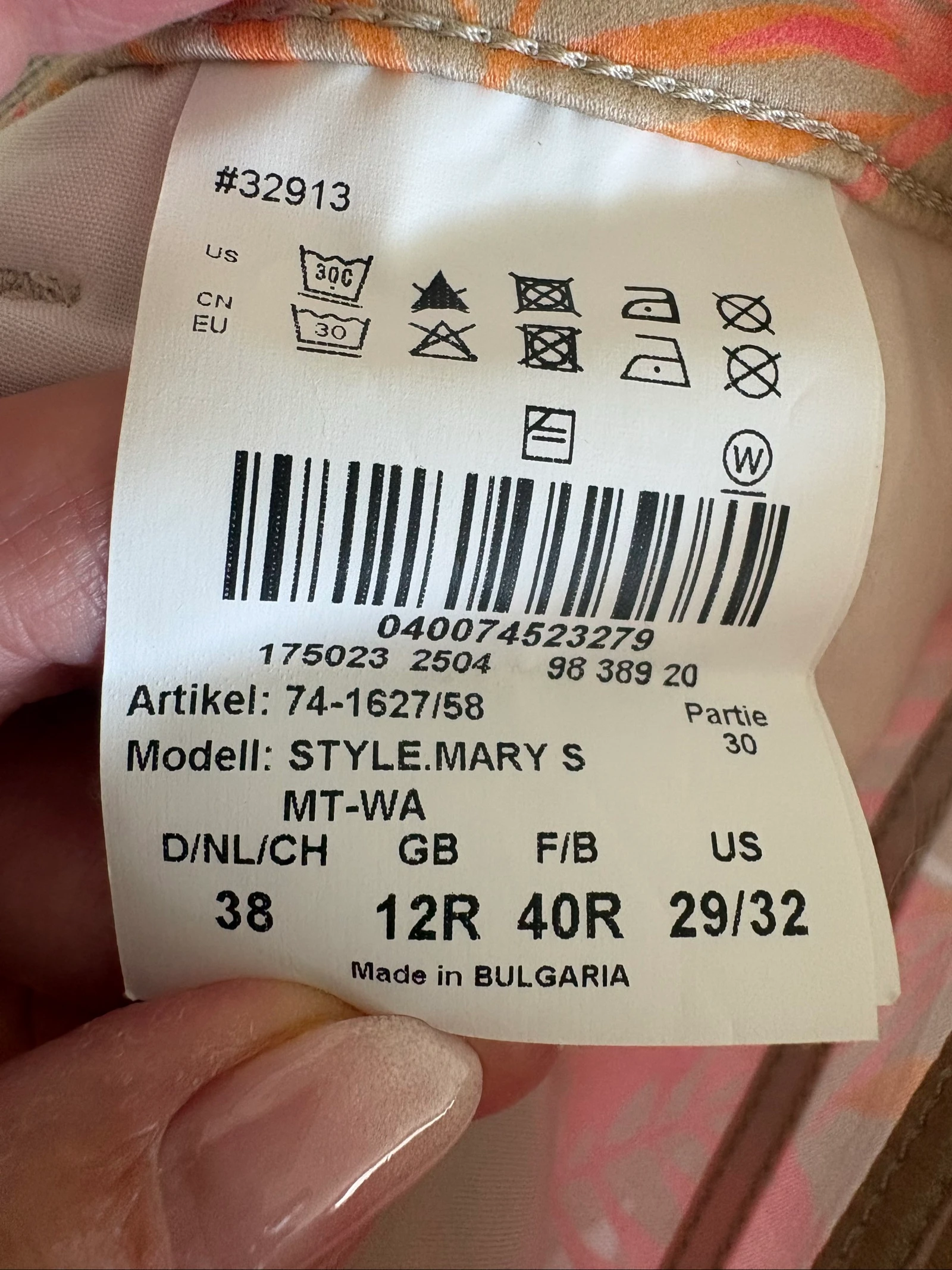 BRAX Feel Good Mary S taupe palm tree print pink/orange pants - 38 (FR40) – photo 12